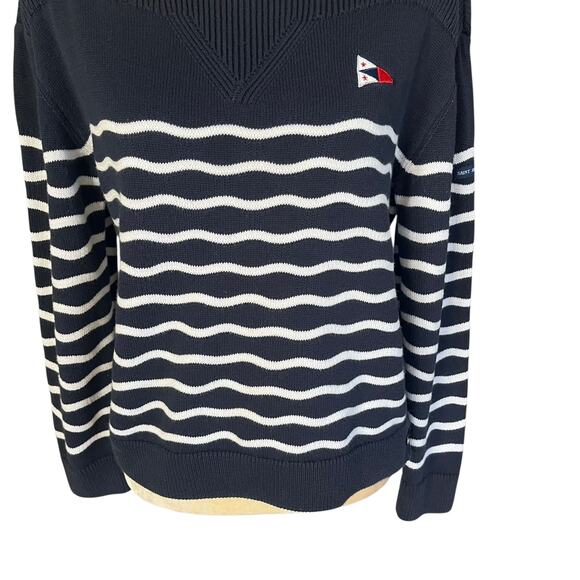 Saint James L'atelier Les Mathes Navy Striped Sweater Nautical Size Small 34 - Picture 9 of 16